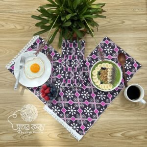 Deep Purple & Magenta Floral Geometric - Artisan Woven Cotton Table Decor