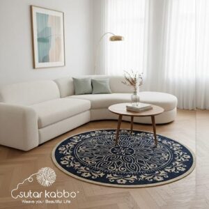 Rustic Round Area Rug for Living Room