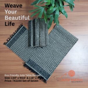 Eco-Friendly Handwoven Jute Table Runner & Place mat Set