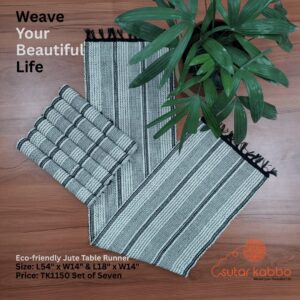 Eco-Friendly Handwoven Jute Table Runner and Place mat Set
