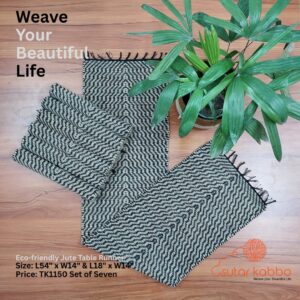 Eco-Friendly Handwoven Jute Table Runner and Place mat Set