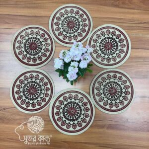 Artisan Handcrafted Round Jute Place Mats – Decorative Table Mats with Mandala, Botanical & Floral Prints – Eco-Friendly & Heat Resistant Dining Decor