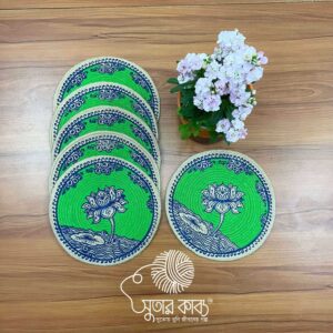 Artisan Handcrafted Round Jute Place Mats – Decorative Table Mats with Mandala, Botanical & Floral Prints – Eco-Friendly & Heat Resistant Dining Decor