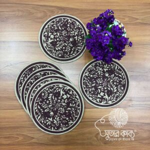 Artisan Handcrafted Round Jute Place Mats – Decorative Table Mats with Mandala, Botanical & Floral Prints – Eco-Friendly & Heat Resistant Dining Decor